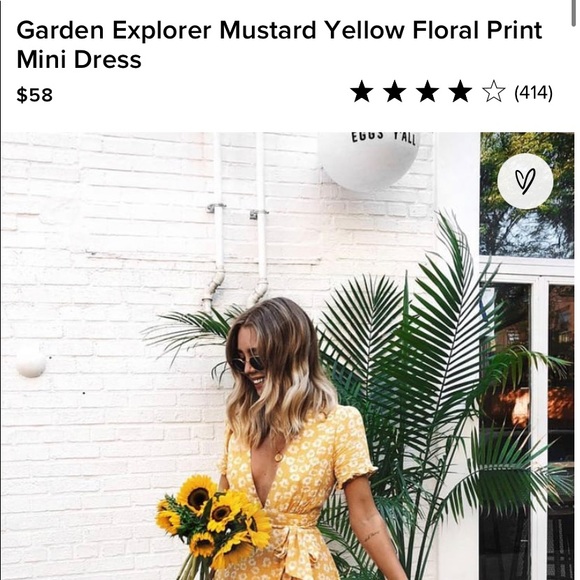 Lulus dress, brand new, small, yellow white floral - Picture 4 of 5